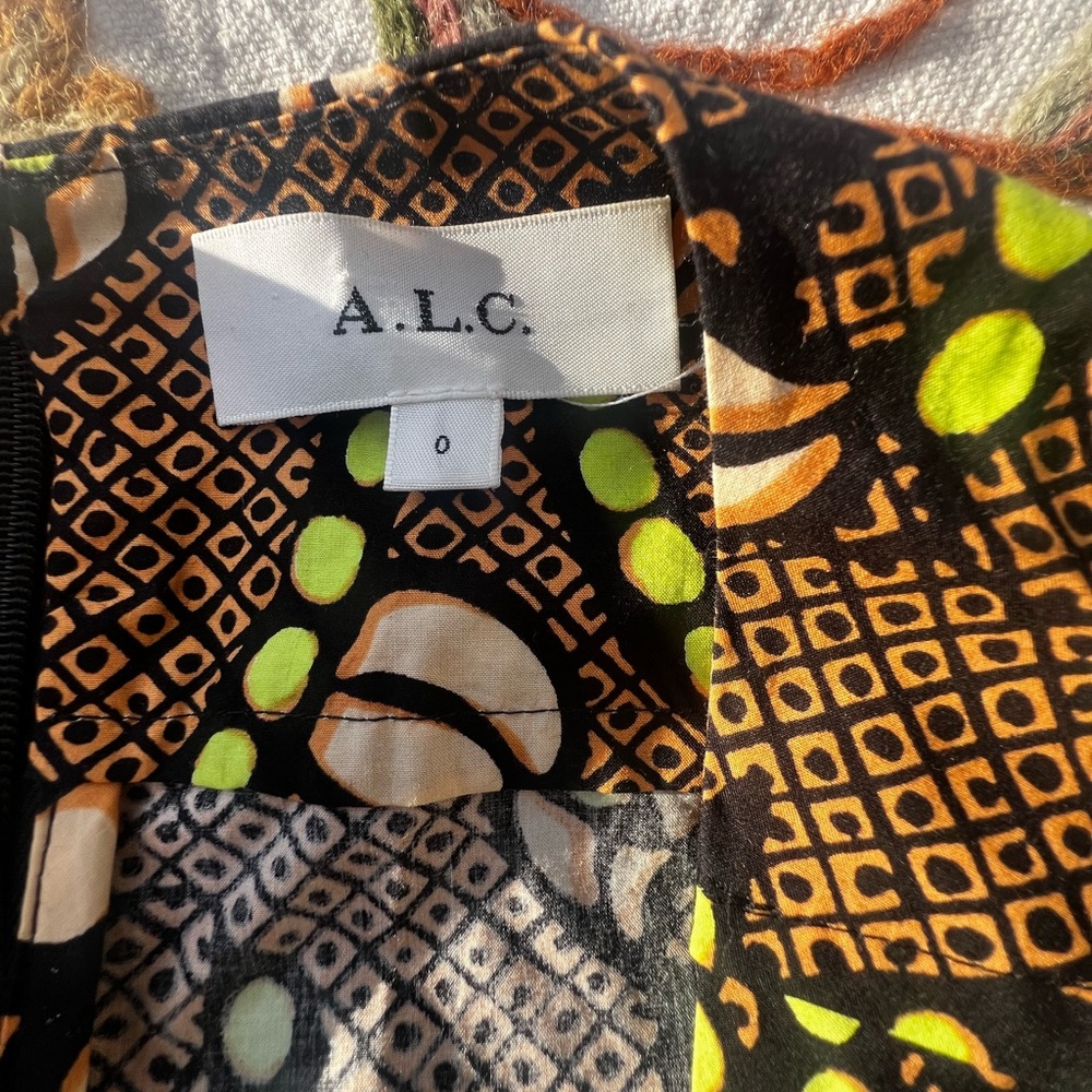 A.L.C. Alexandria Midi Dress – Waist Cut out Green/Peach Print - Picture 3 of 8